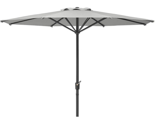 Parasol de jardin avec revêtement gris et armature noire