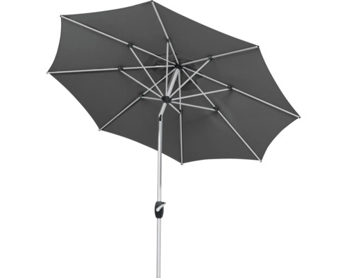 Grauer Sonnenschirm mit Gestell