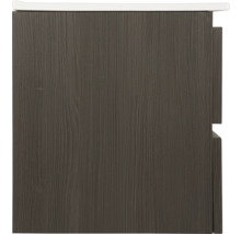 Detailaufnahme eines Waschtischunterschranks mit Holzstruktur