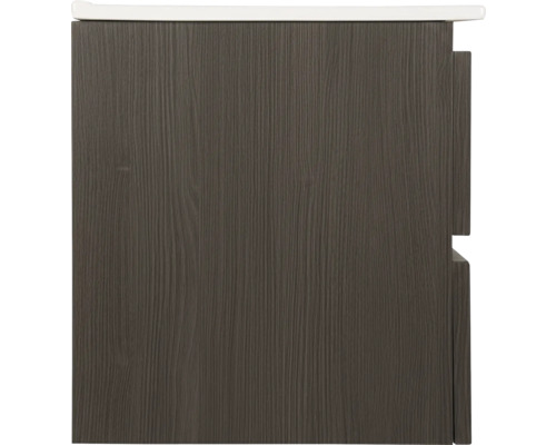 Detailaufnahme eines Waschtischunterschranks mit Holzstruktur