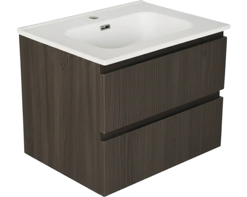 Waschtischunterschrank mit zwei Schubladen und Keramikwaschbecken