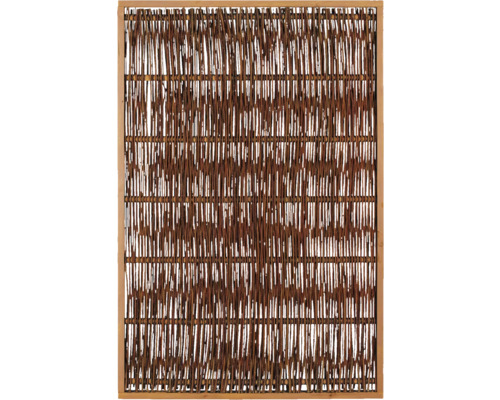 Sichtschutzzaun aus Naturweide mit Holzrahmen