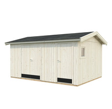 Holzgartenhaus mit Doppeltüren und einem Fenster