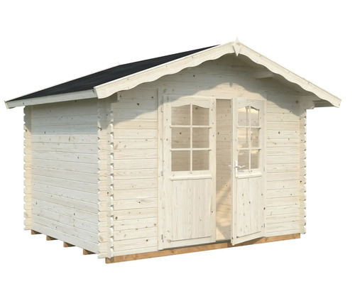 Abri de jardin en bois avec double porte et toit à deux pentes