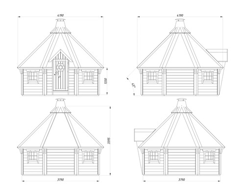 Dessin d'un kota de grill avec dimensions.