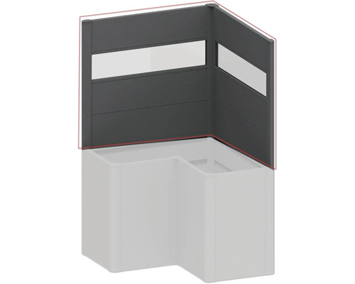 Écran d'intimité d'angle avec élément en verre