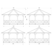 Dessin technique d'un pavillon avec dimensions