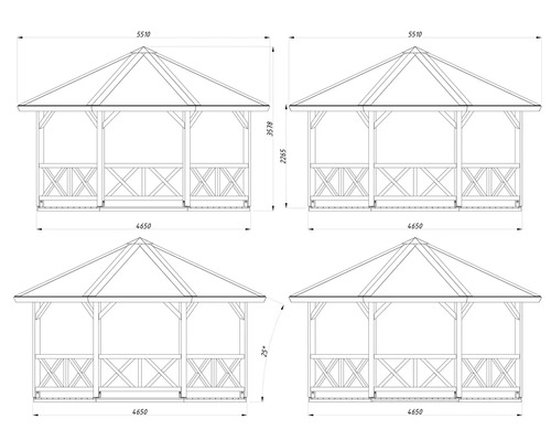 Dessin technique d'un pavillon avec dimensions