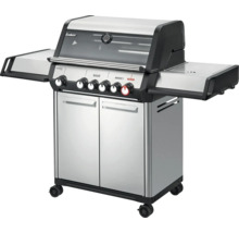 Barbecue à gaz Enders avec quatre brûleurs, tablettes latérales et armoire basse
