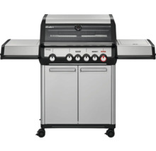 Barbecue à gaz en acier inoxydable avec tablettes latérales et armoire basse