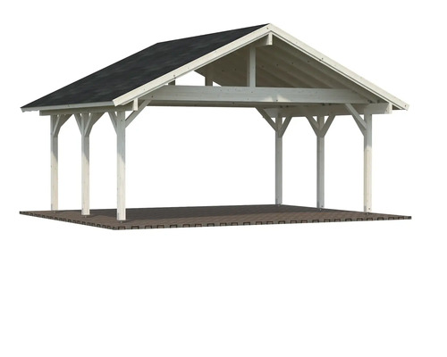 Holzpavillon mit Dach und Fundament