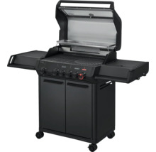 Barbecue à gaz noir avec tablettes et meuble bas