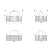Dessin technique d'un abri de jardin avec dimensions