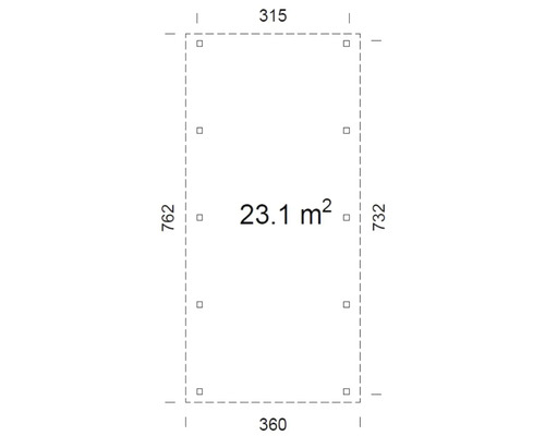 Grundriss mit Abmessungen und Flächenangabe