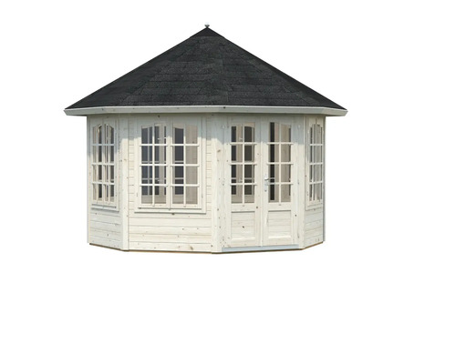 Sechseckiger Gartenpavillon aus Holz mit Dach