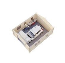 Garage en bois avec voiture, établi et outils