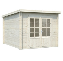 Holzgartenhaus mit Doppeltür und Fenstern