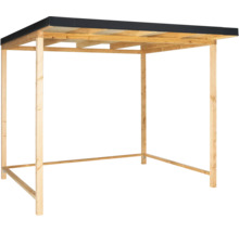 Holzunterstand mit schwarzem Dach