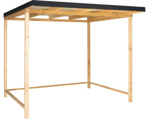 Holzunterstand mit schwarzem Dach