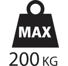 Symbol für maximale Belastbarkeit von 200 Kilogramm