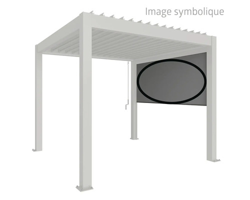 Pergola de terrasse blanche avec panneau latéral faisant office de brise-vue