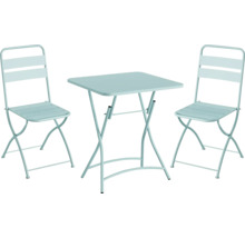 Table de jardin et deux chaises en métal