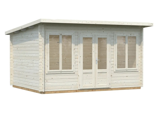 Abri de jardin en bois avec porte double et fenêtres