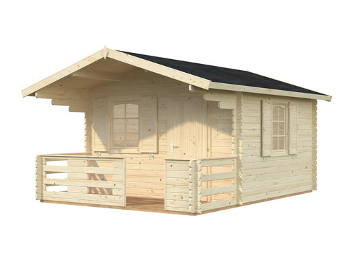 Holzgartenhaus mit Terrasse und Fenstern