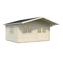 Abri de jardin en bois avec fenêtres et double porte