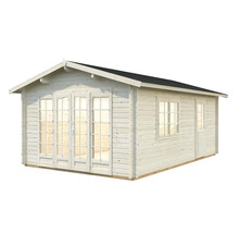 Gartenhaus aus Holz mit Fenstern und Tür