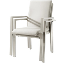 Chaise rembourrée avec accoudoirs et cadre métallique