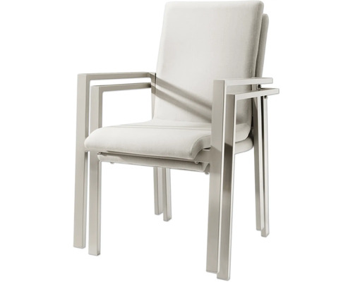 Chaise rembourrée avec accoudoirs et cadre métallique