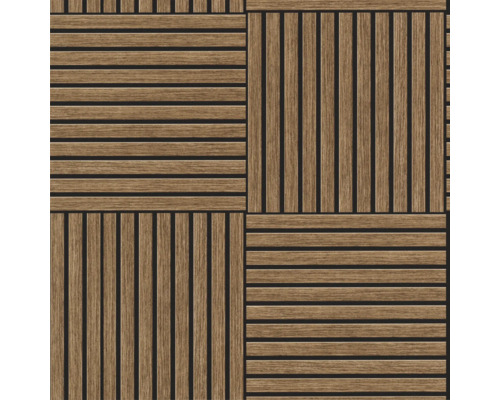 Quadratisches Muster aus Holzpaneelen für Wand und Boden