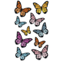 Plusieurs autocollants de papillons colorés