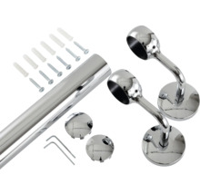 Garderobenstange-Set mit Halterungen, Schrauben, Dübeln und Abdeckkappen