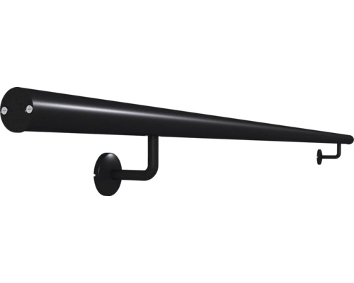 Schwarzer Handlauf mit Wandhalterungen