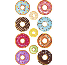 Illustration de plusieurs donuts avec différents types de glaçages et de décorations