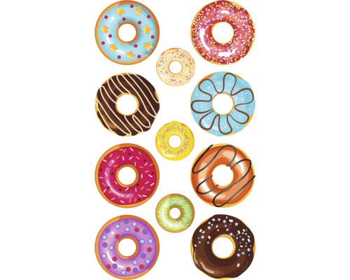 Illustration de plusieurs donuts avec différents types de glaçages et de décorations