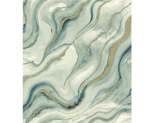 Papier peint avec structure en marbre et accents dorés