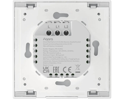 Aqara Smart Wall Switch H1 EU (pas de neutre, double interrupteur)