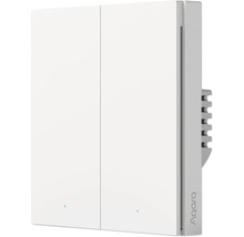 Logo Aqara. Double interrupteur mural pour le contrôle de la lumière.