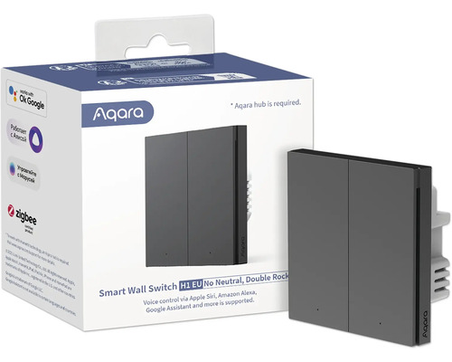 Aqara Smart Wall Switch H1 EU sans neutre, double interrupteur, en emballage et individuel
