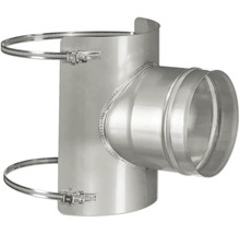 T-Stück für Ofenrohre mit zwei Rohrschellen zur Befestigung