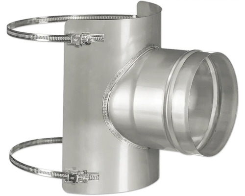 T-Stück für Ofenrohre mit zwei Rohrschellen zur Befestigung