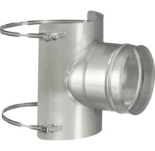 T-Stück aus Metall mit Rohrschelle für Lüftungsrohre