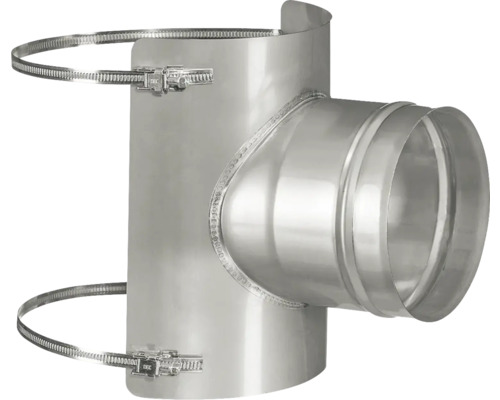 T-Stück aus Metall mit Rohrschelle für Lüftungsrohre