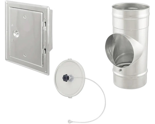 Schornsteinrevisionsklappe, Reinigungsdeckel und T-Stück für Rauchrohr