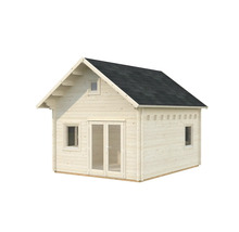 Abri de jardin en bois avec fenêtres et porte double