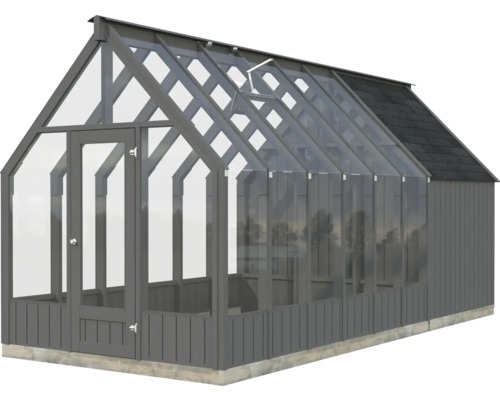 Serre avec portes vitrées et fenêtre de toit