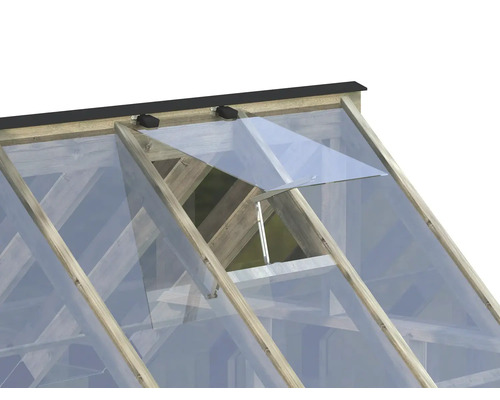 Vue détaillée d'une fenêtre de serre avec cadre en bois